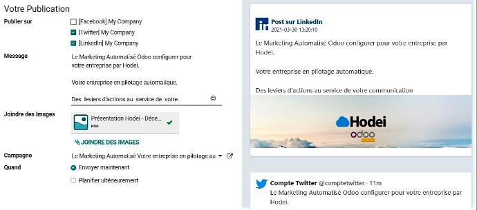 image application Gestion des réseaux sociaux odoo