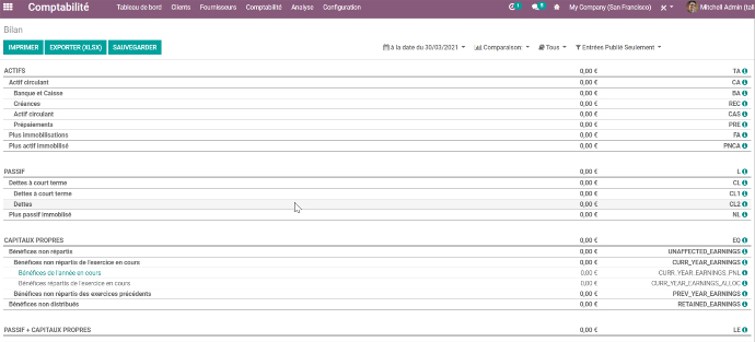 application Odoo comptabilité 